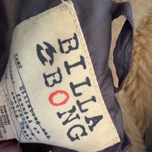 Billabong Plaid Coat Wool Blend Faux Fur Trim Double Breasted Jacket Size - Picture 7 of 8